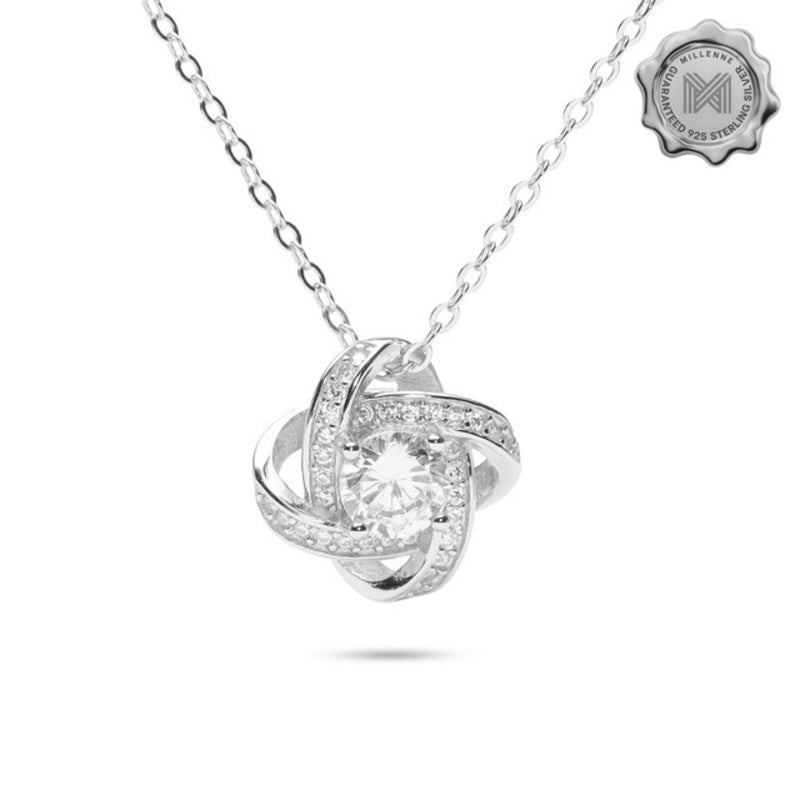 MILLENNE Made For The Night Diamonds are Forever Cubic Zirconia White Gold Necklace with 925 Sterling Silver