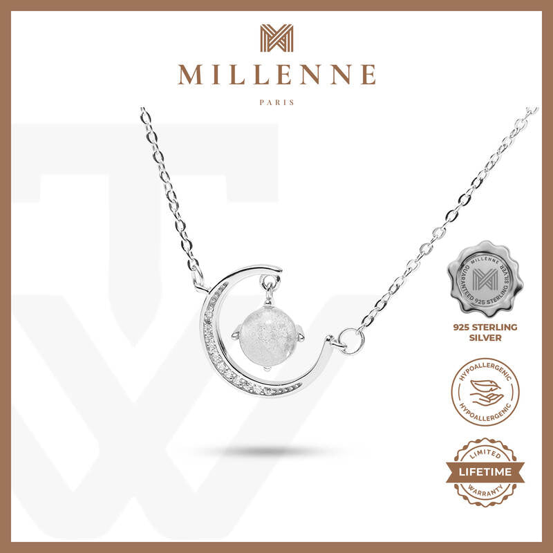 MILLENNE Millennia 2000 Sailor Moon Cubic Zirconia White Gold Necklace with 925 Sterling Silver