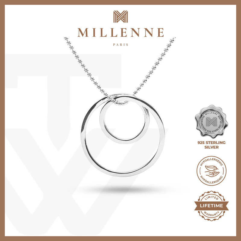 MILLENNE Minimal Dual Round Tube Silver Pendant with 925 Sterling Silver