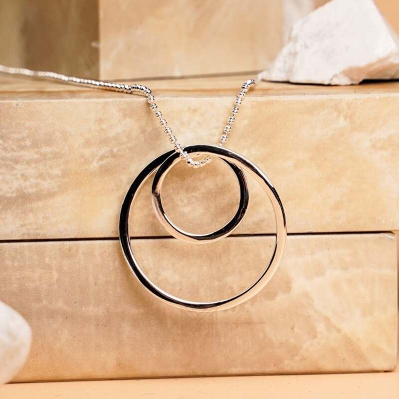 MILLENNE Minimal Dual Round Tube Silver Pendant with 925 Sterling Silver