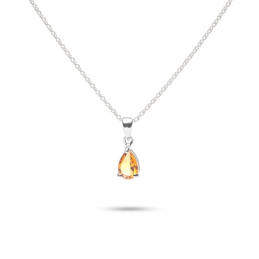 MILLENNE Multifaceted Citrine Stone Pear Shape Silver Pendant with 925 Sterling Silver