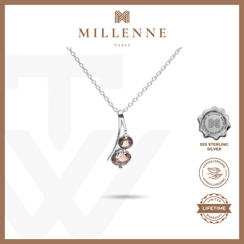 MILLENNE Multifaceted Two Gemstones Silver Pendant with 925 Sterling Silver