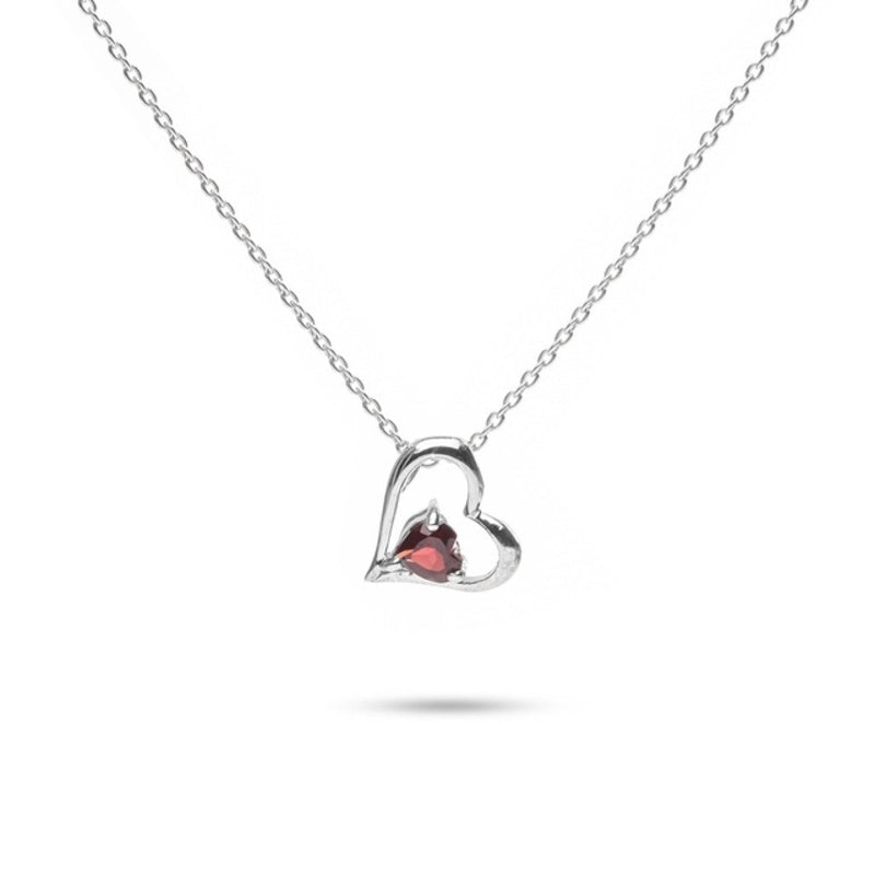 MILLENNE Multifaceted Gemstone in Heart Silver Pendant with 925 Sterling Silver