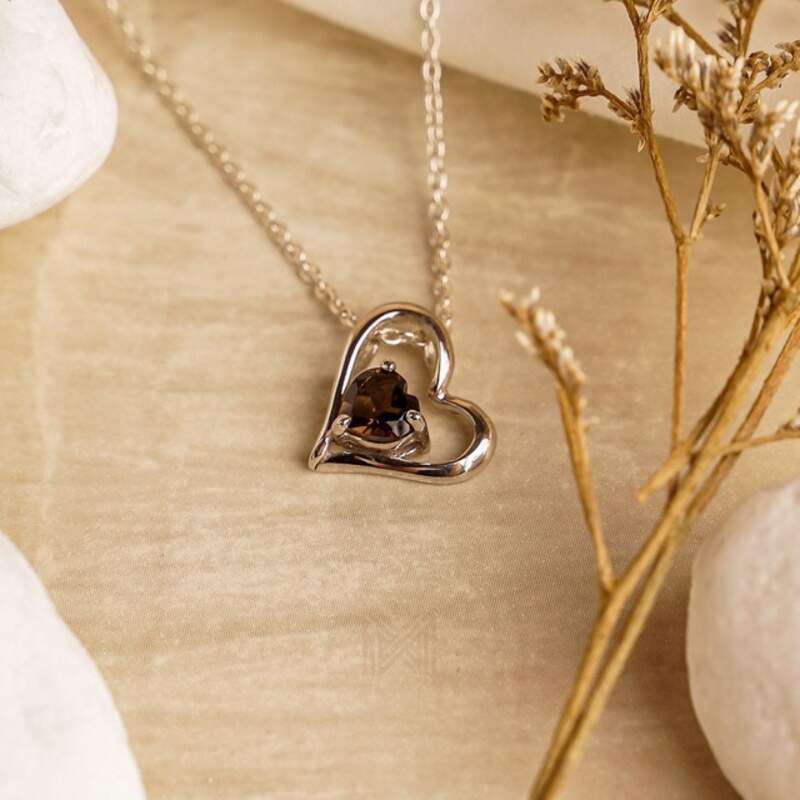 MILLENNE Multifaceted Gemstone in Heart Silver Pendant with 925 Sterling Silver