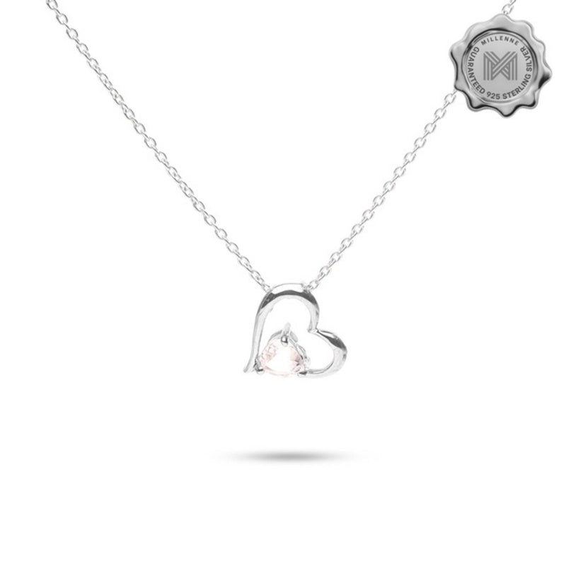 MILLENNE Multifaceted Cubic Zirconia in Heart Silver Pendant with 925 Sterling Silver