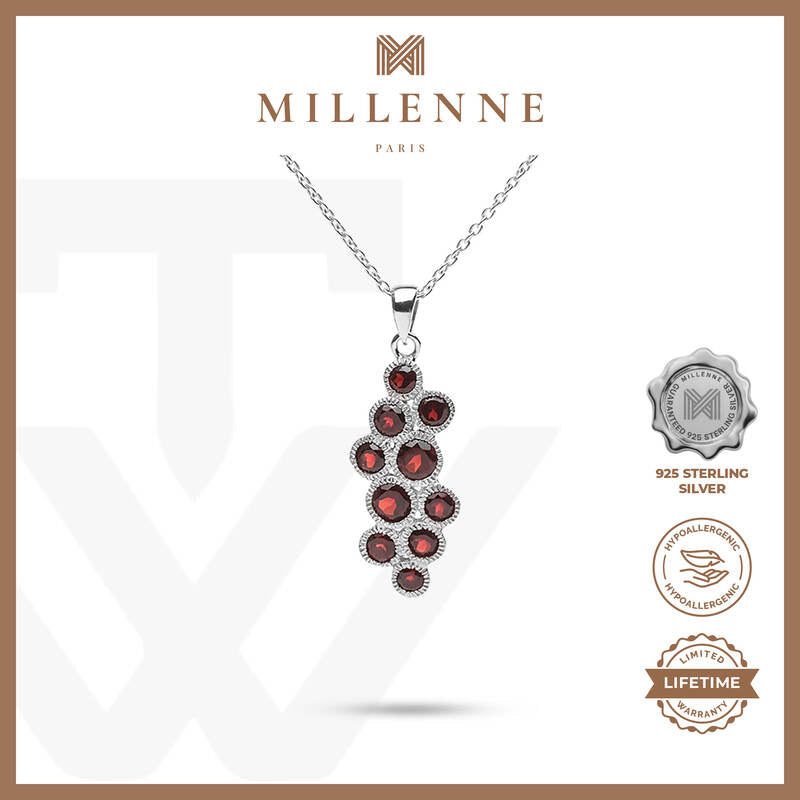 MILLENNE Multifaceted Multi Gemstones Silver Pendant with 925 Sterling Silver