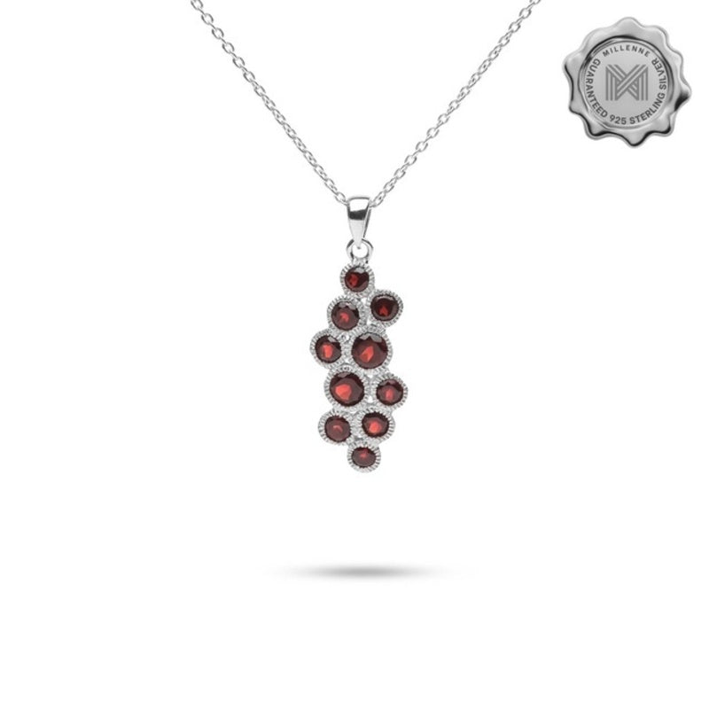 MILLENNE Multifaceted Multi Gemstones Silver Pendant with 925 Sterling Silver