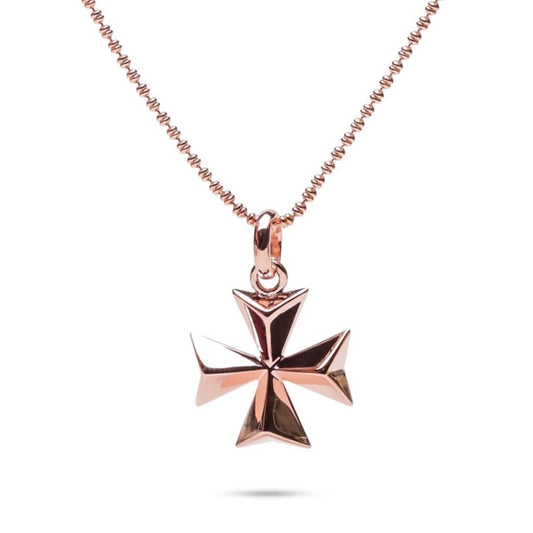 MILLENNE Millennia 2000 Volumed Maltese Cross Rose Gold Pendant with 925 Sterling Silver