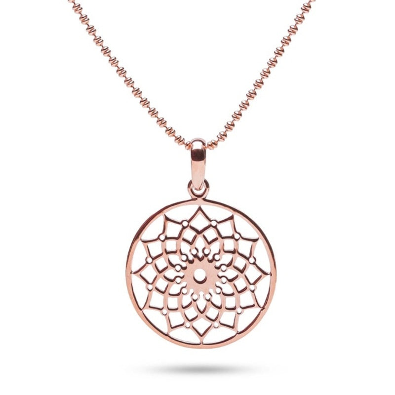 MILLENNE Millennia 2000 Floral Lotus Filigree Rose Gold Pendant with 925 Sterling Silver