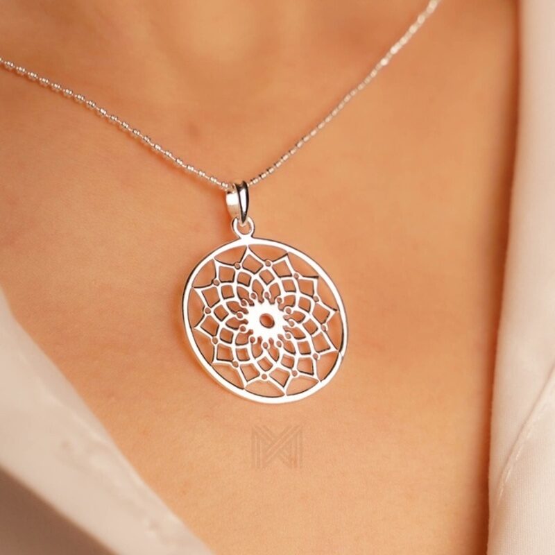 MILLENNE Millennia 2000 Floral Lotus Filigree Silver Pendant with 925 Sterling Silver