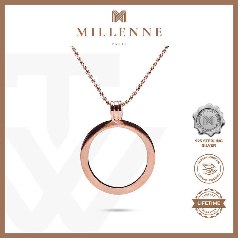 MILLENNE Minimal Classic Loop Rose Gold Pendant with 925 Sterling Silver