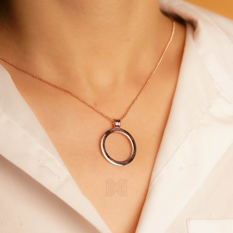 MILLENNE Minimal Classic Loop Rose Gold Pendant with 925 Sterling Silver