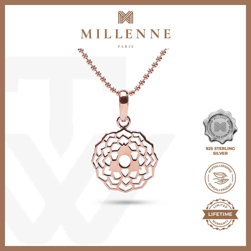 MILLENNE Millennia 2000 Flower Blossoms Rose Gold Pendant with 925 Sterling Silver