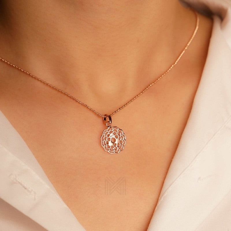 MILLENNE Millennia 2000 Flower Blossoms Rose Gold Pendant with 925 Sterling Silver