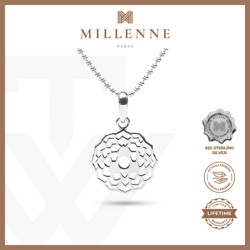 MILLENNE Millennia 2000 Flower Blossom Silver Pendant with 925 Sterling Silver