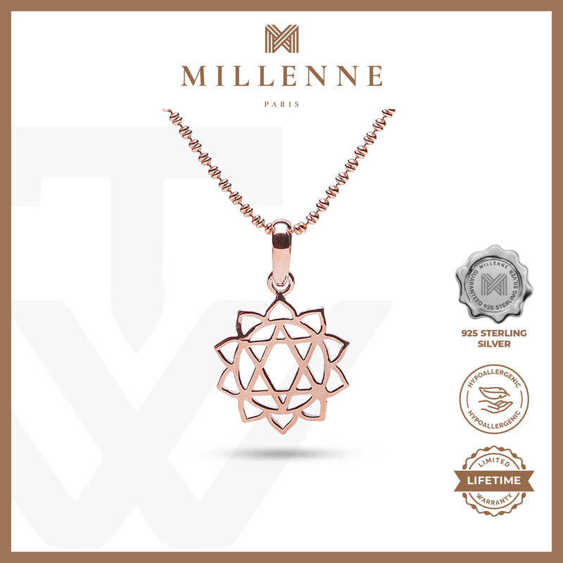 MILLENNE Millennia 2000 Celtic Star Flowers Rose Gold Pendant with 925 Sterling Silver