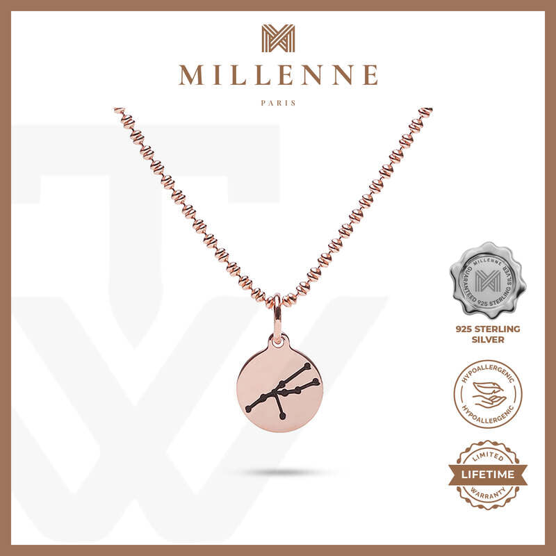 MILLENNE Match The Stars Taurus Celestial Constellation Rose Gold Pendant with 925 Sterling Silver