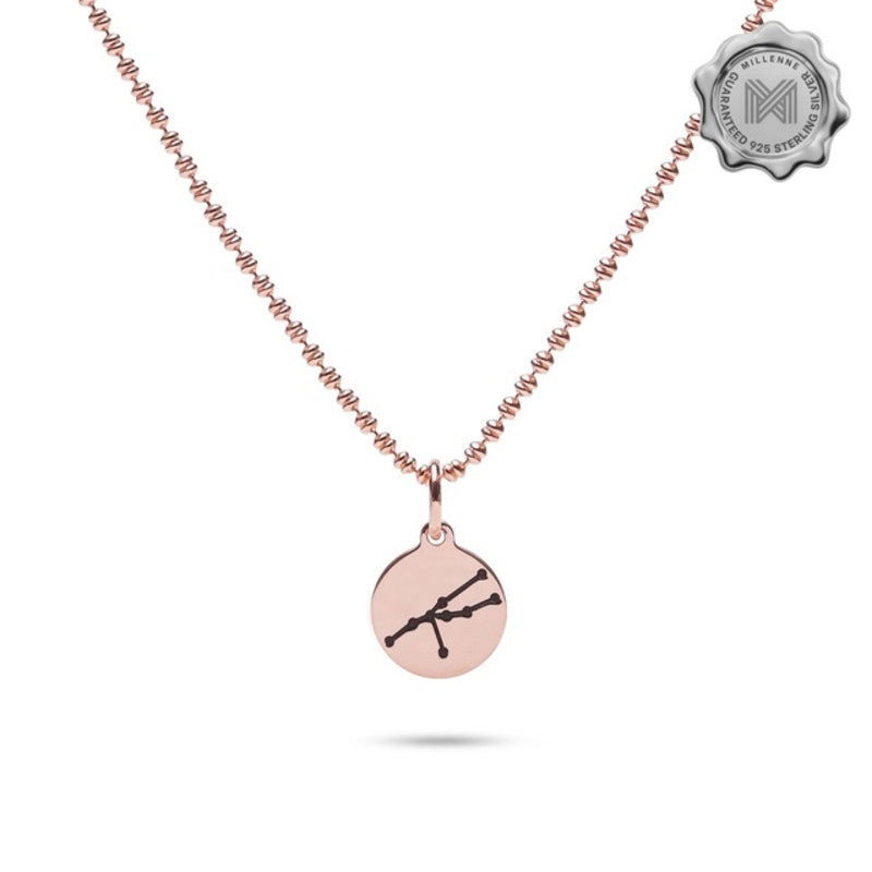 MILLENNE Match The Stars Taurus Celestial Constellation Rose Gold Pendant with 925 Sterling Silver