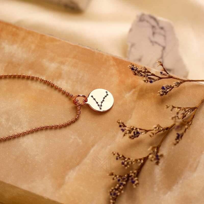 MILLENNE Match The Stars Pisces Celestial Constellation Rose Gold Pendant with 925 Sterling Silver