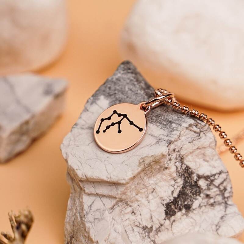 MILLENNE Match The Stars Aquarius Celestial Constellation Rose Gold Pendant with 925 Sterling Silver