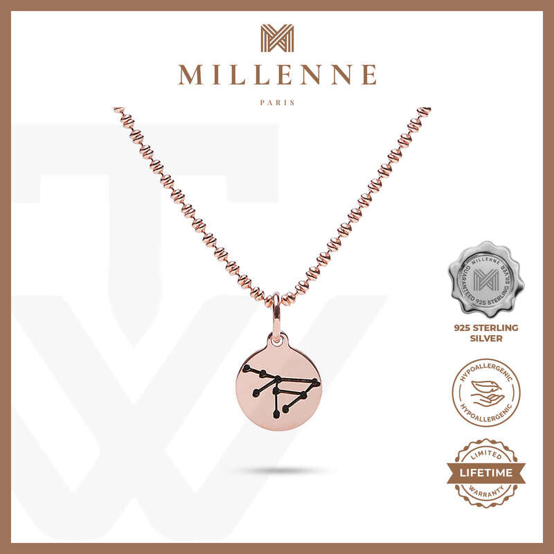 MILLENNE Match The Stars Capricorn Celestial Constellation Rose Gold Pendant with 925 Sterling Silver