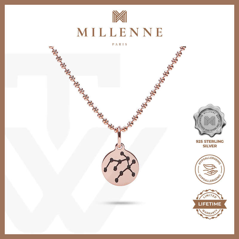 MILLENNE Match The Stars Gemini Celestial Constellation Rose Gold Pendant with 925 Sterling Silver