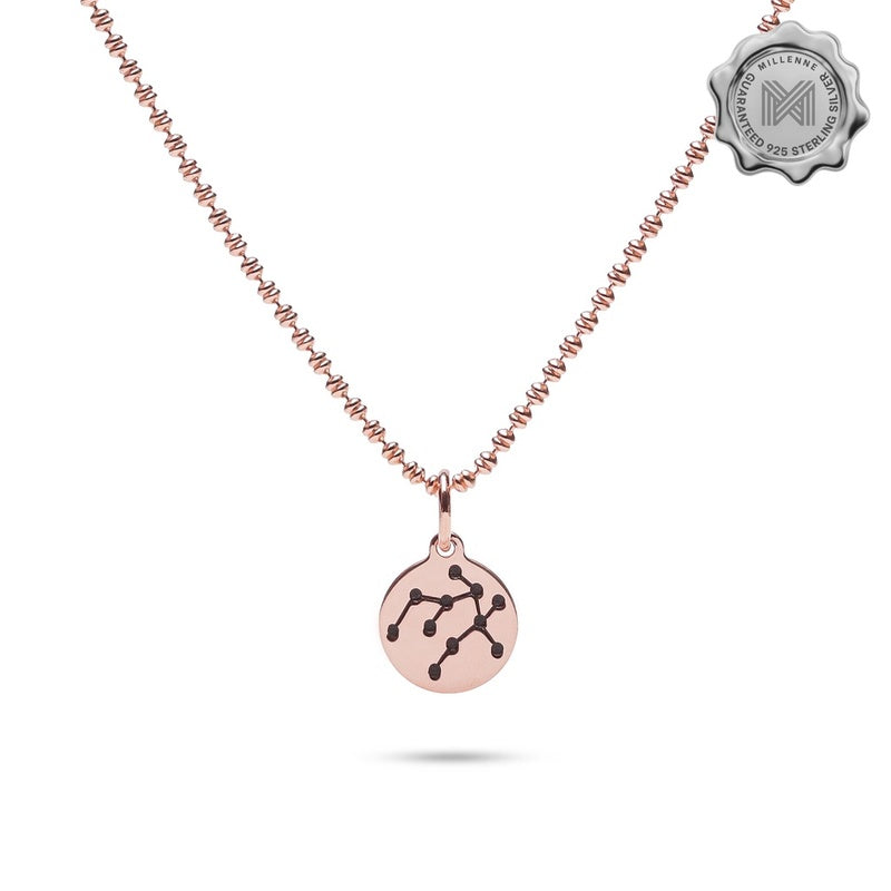 MILLENNE Match The Stars Gemini Celestial Constellation Rose Gold Pendant with 925 Sterling Silver