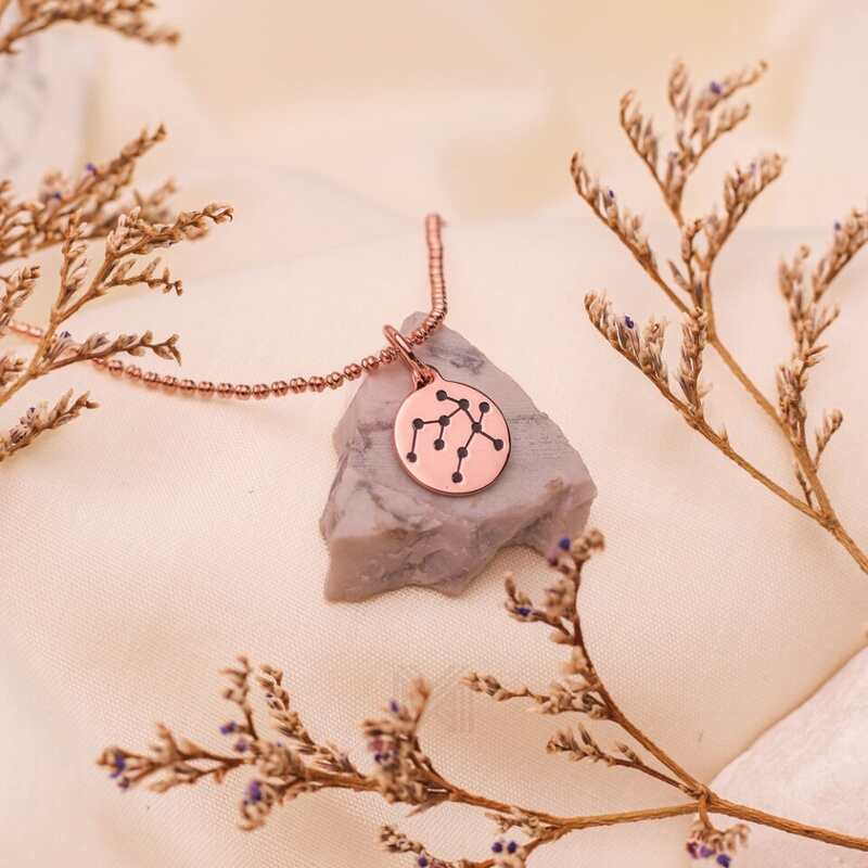 MILLENNE Match The Stars Gemini Celestial Constellation Rose Gold Pendant with 925 Sterling Silver