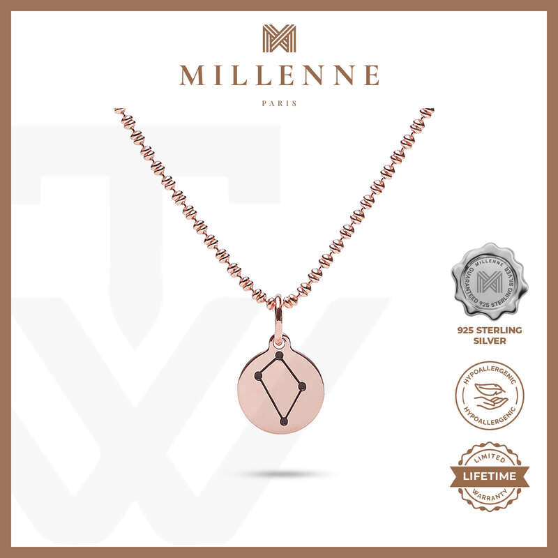 MILLENNE Match The Stars Libra Celestial Constellation Rose Gold Pendant with 925 Sterling Silver