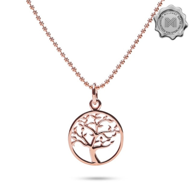 MILLENNE Millennia 2000 Scattered Tree of Life Rose Gold Pendant with 925 Sterling Silver