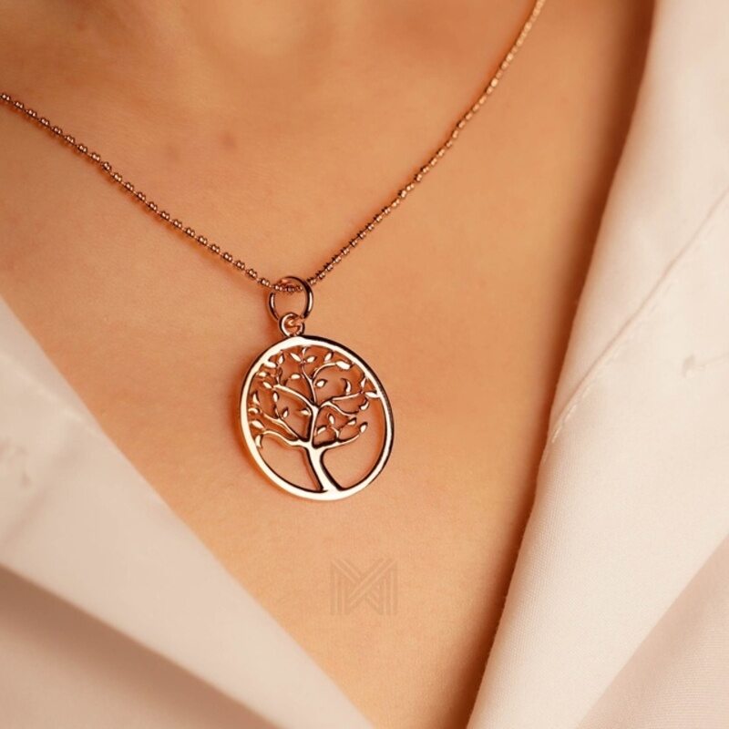 MILLENNE Millennia 2000 Scattered Tree of Life Rose Gold Pendant with 925 Sterling Silver