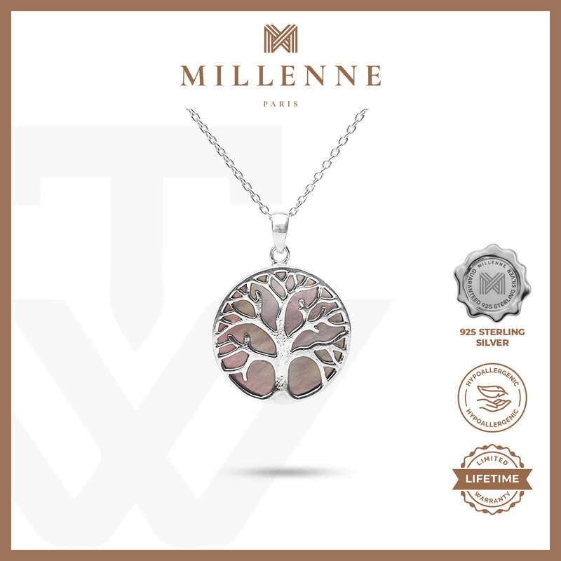 MILLENNE Millennia 2000 Abalone Shell Tree of Life Silver Pendant with 925 Sterling Silver