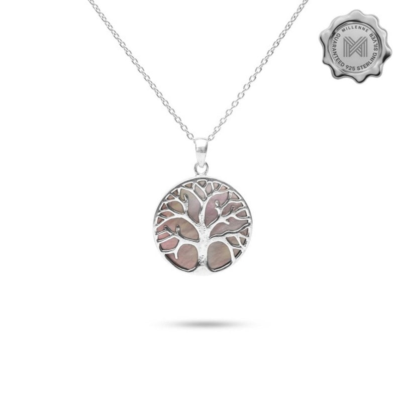 MILLENNE Millennia 2000 Abalone Shell Tree of Life Silver Pendant with 925 Sterling Silver