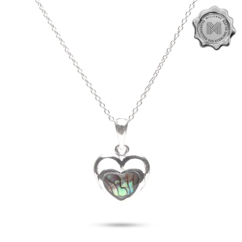 MILLENNE Millennia 2000 Abalone Shell Heart Silver Pendant with 925 Sterling Silver