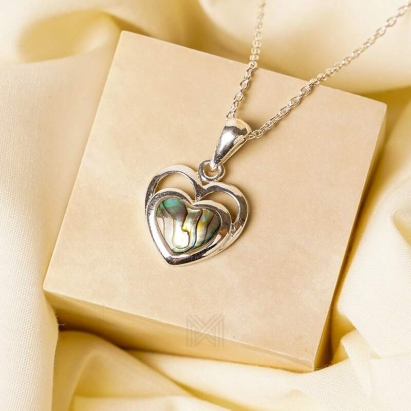 MILLENNE Millennia 2000 Abalone Shell Heart Silver Pendant with 925 Sterling Silver