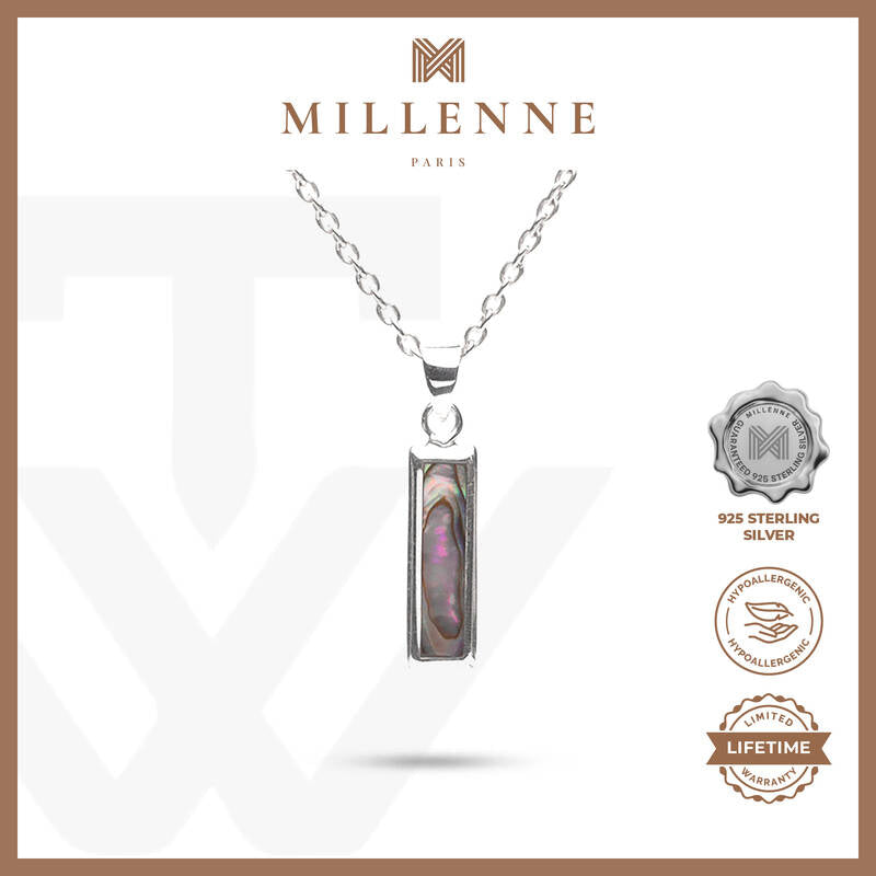 MILLENNE Millennia 2000 Abalone Shell Rectangle Silver Pendant with 925 Sterling Silver