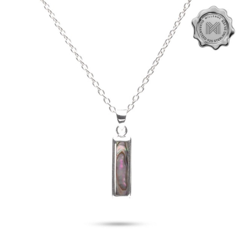 MILLENNE Millennia 2000 Abalone Shell Rectangle Silver Pendant with 925 Sterling Silver