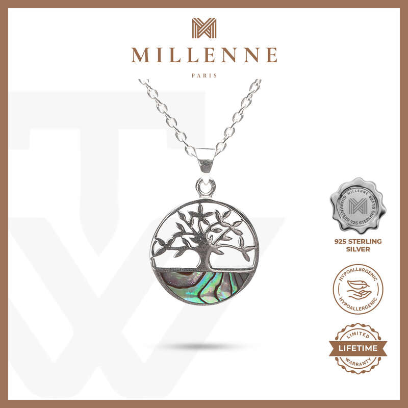 MILLENNE Millennia 2000 Abalone Shell Tree Of Life Silver Pendant with 925 Sterling Silver