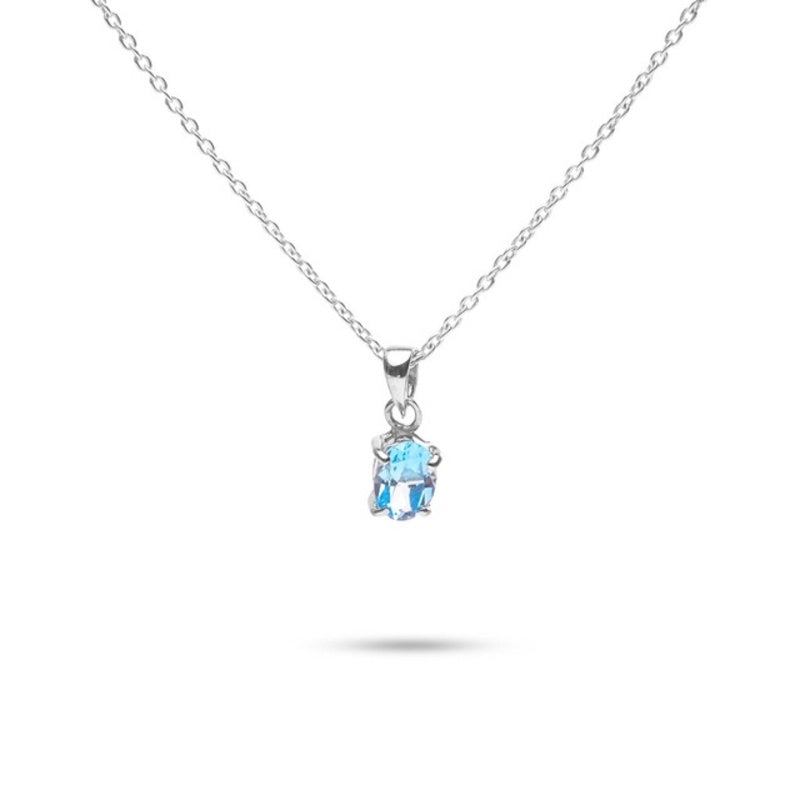 MILLENNE Multifaceted Blue Topaz Silver Pendant with 925 Sterling Silver