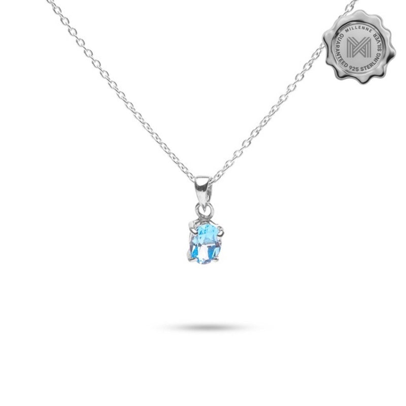 MILLENNE Multifaceted Blue Topaz Silver Pendant with 925 Sterling Silver