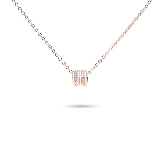 MILLENNE Made For The Night Revolve Studded Cubic Zirconia Rose Gold Necklace with 925 Sterling Silver