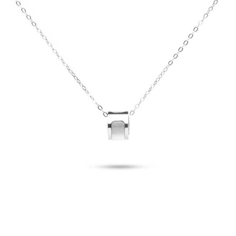 MILLENNE Minimal Studded Love Revolution Cubic Zirconia White Gold Necklace with 925 Sterling Silver