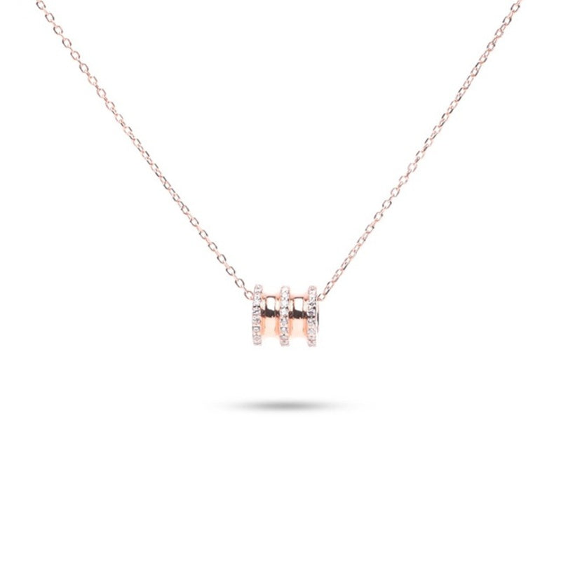 MILLENNE Made For The Night Orbit Studded Cubic Zirconia Rose Gold Necklace with 925 Sterling Silver