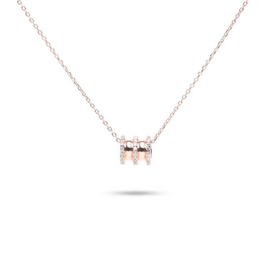 MILLENNE Made For The Night Orbit Studded Cubic Zirconia Rose Gold Necklace with 925 Sterling Silver