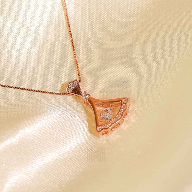 MILLENNE Made For The Night Trinity Cubic Zirconia Rose Gold Necklace with 925 Sterling Silver