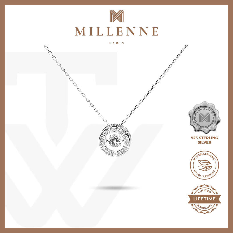 MILLENNE Made For The Night Encircle Cubic Zirconia White Gold Necklace with 925 Sterling Silver