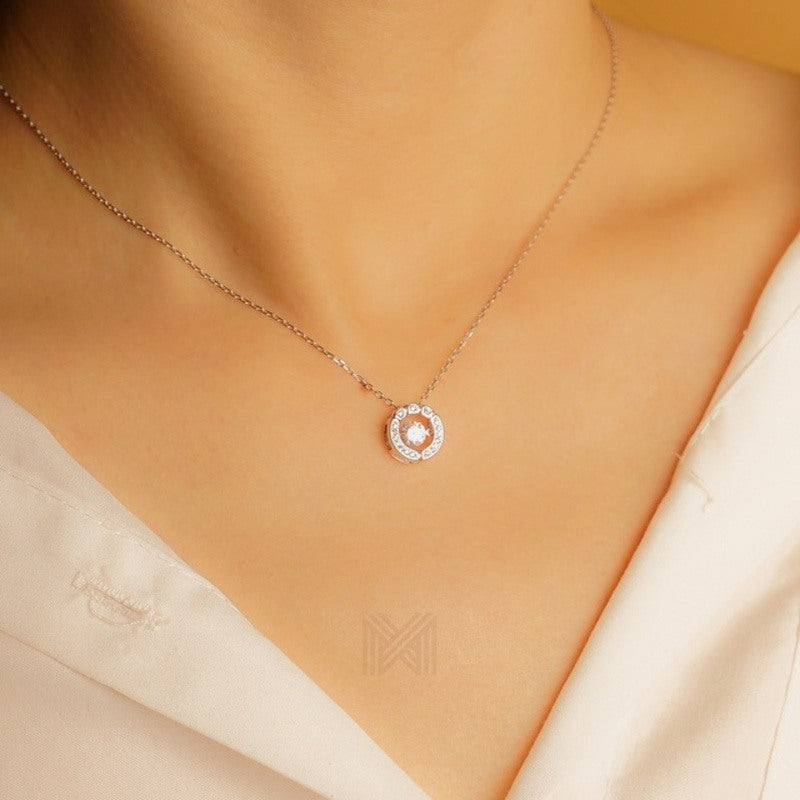 MILLENNE Made For The Night Encircle Cubic Zirconia White Gold Necklace with 925 Sterling Silver