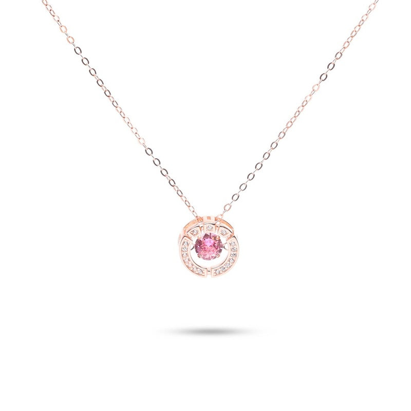 MILLENNE Made For The Night Encircle Cubic Zirconia Rose Gold Necklace with 925 Sterling Silver