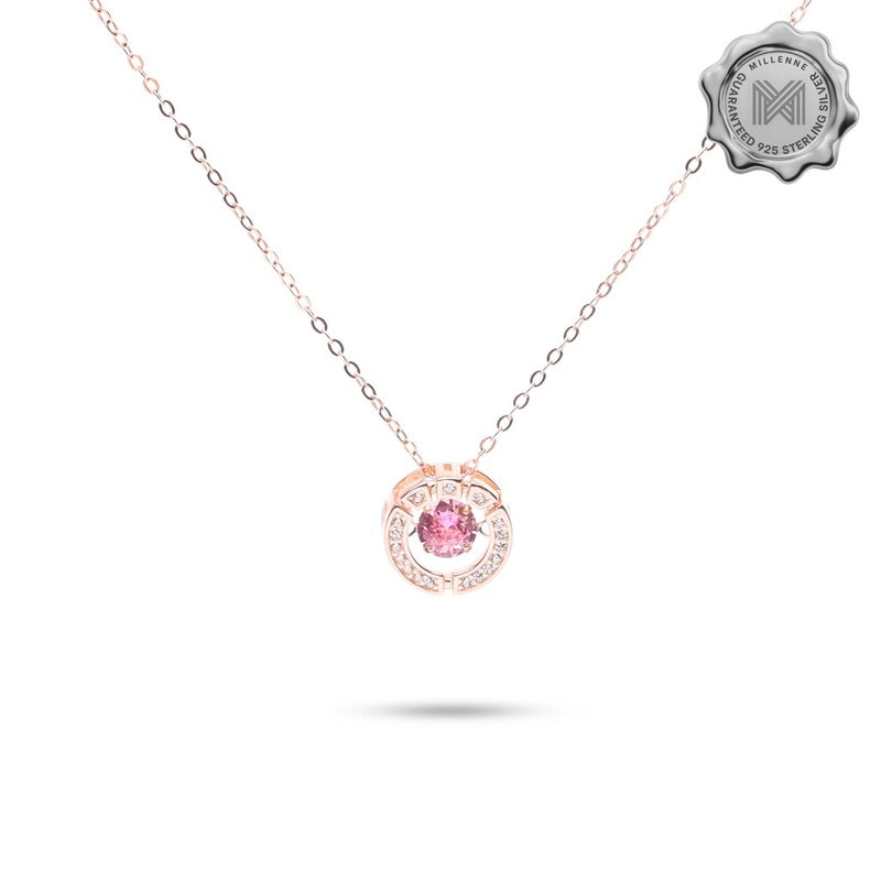 MILLENNE Made For The Night Encircle Cubic Zirconia Rose Gold Necklace with 925 Sterling Silver