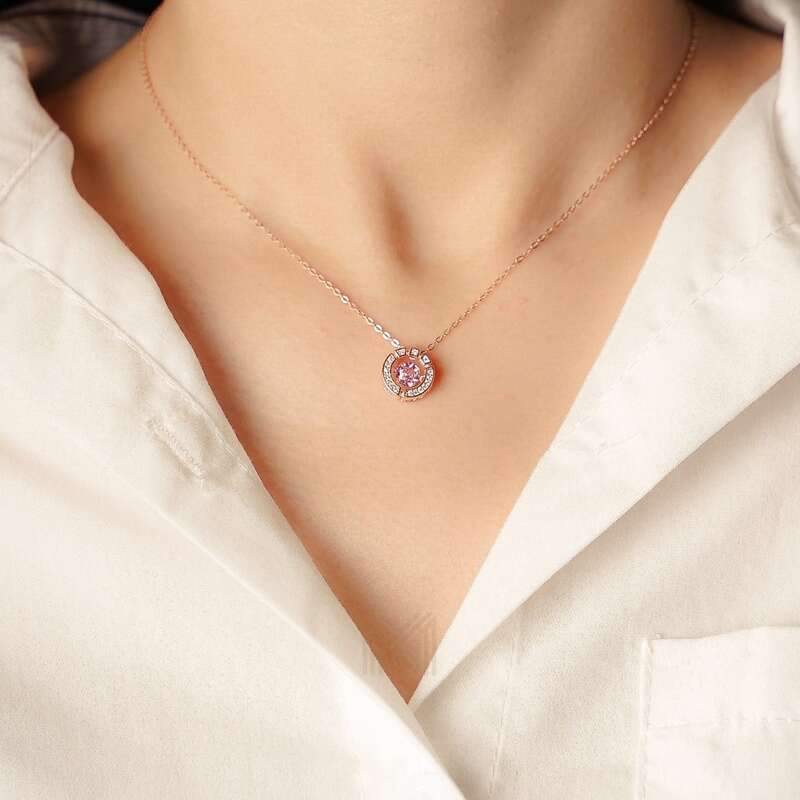 MILLENNE Made For The Night Encircle Cubic Zirconia Rose Gold Necklace with 925 Sterling Silver